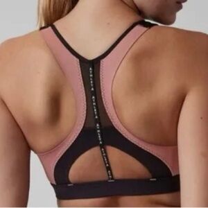 ATHLETA Ultimate IGNITE Bra sz Small D-DD Black Mauve racerback sports bra NWOT